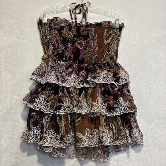 NovaLuxe Women's Mimi Mini Smocked Strapless Tiered Ruffle Dress Size Large - Picture 8 of 16